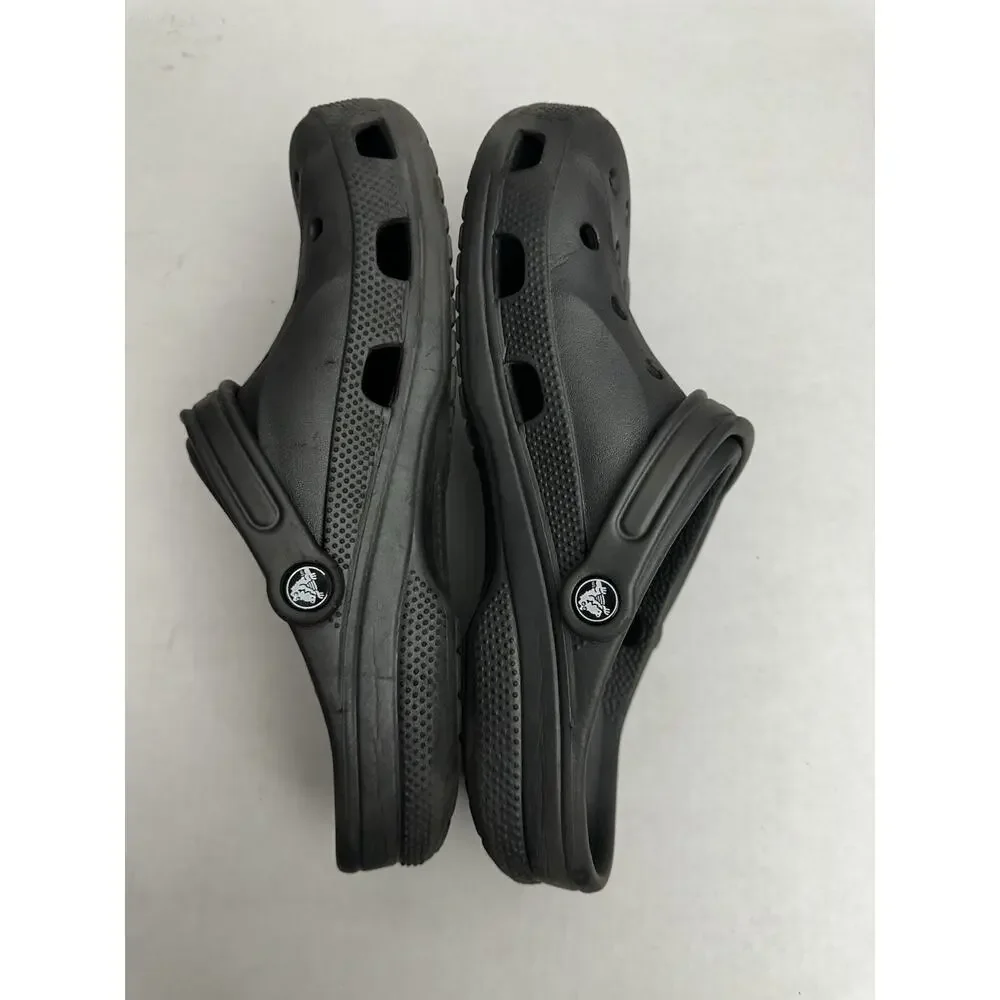 Crocs Baya Clog Adult Men’s 10 Women’s 12 Black Logo Pool Beach Slip On Comfort